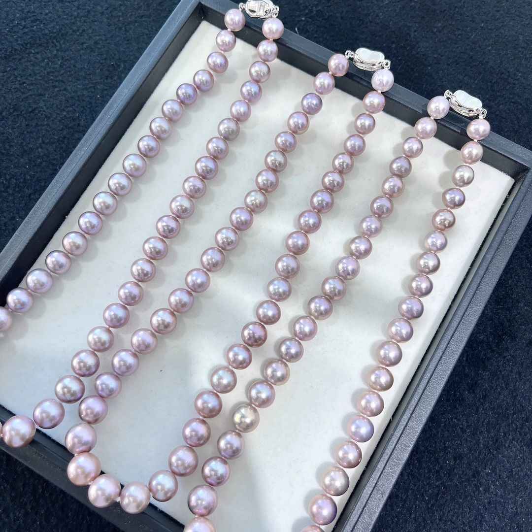 天然珍珠 淡水极光紫珠满珠项链 9-12MM 多样性发一  R316