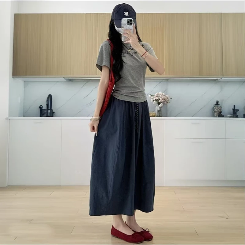 黑色冰丝工装裙女2025新款夏季山本a字包臀半身裙小个子南瓜裙