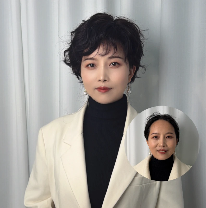 1号任意烫染时尚自然微卷假发全手织真发辫子发女士头套