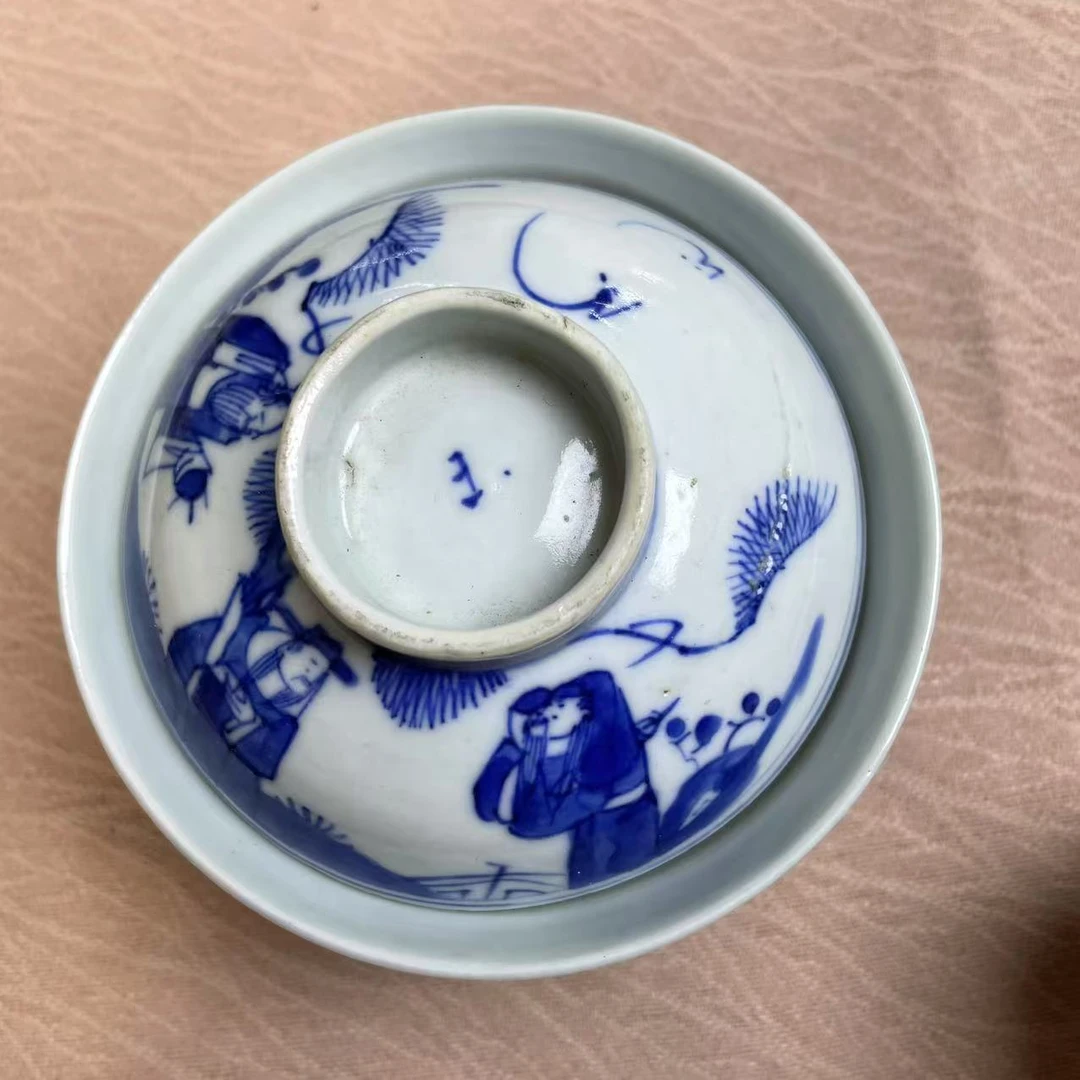 【青花福禄寿茶园盖碗】主人杯手绘大碗米饭碗柴窑釉下彩釉里红瓷厂