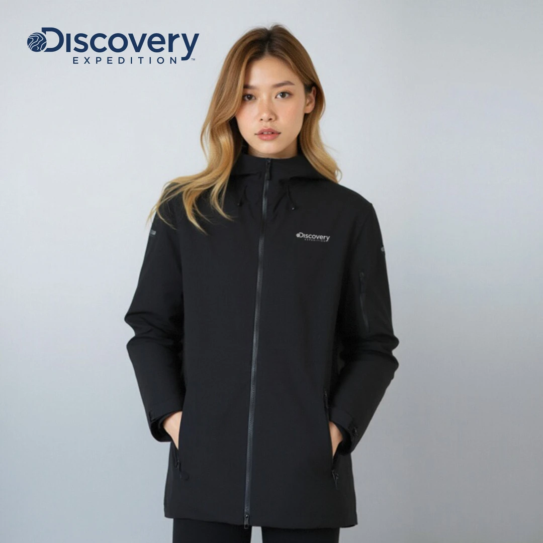 Discovery探索户外80鹅绒中长款收腰连帽羽绒服外套女25冬新品