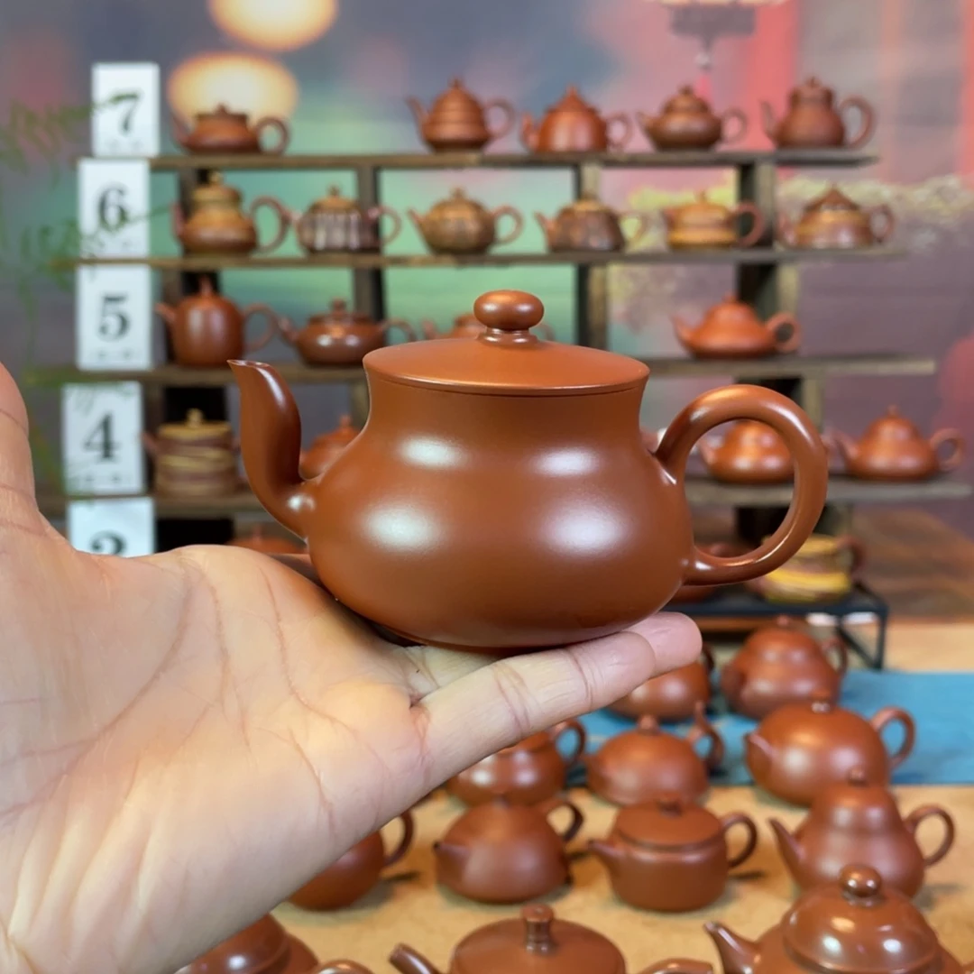 茶壶紫砂似**痕潮州手工手拉朱泥君德壶