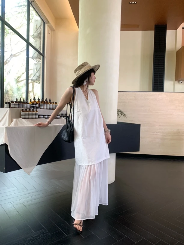 NONO（9NO9750#)释放魅力 气质假两件露背挂脖连衣裙 9-515