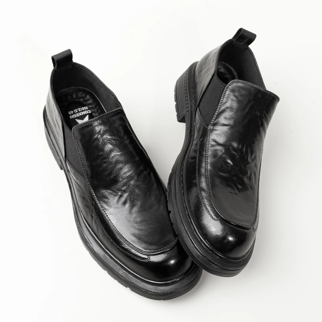 头层牛皮新款男士休闲皮鞋英伦风潮流百搭真皮商务套脚男鞋85703