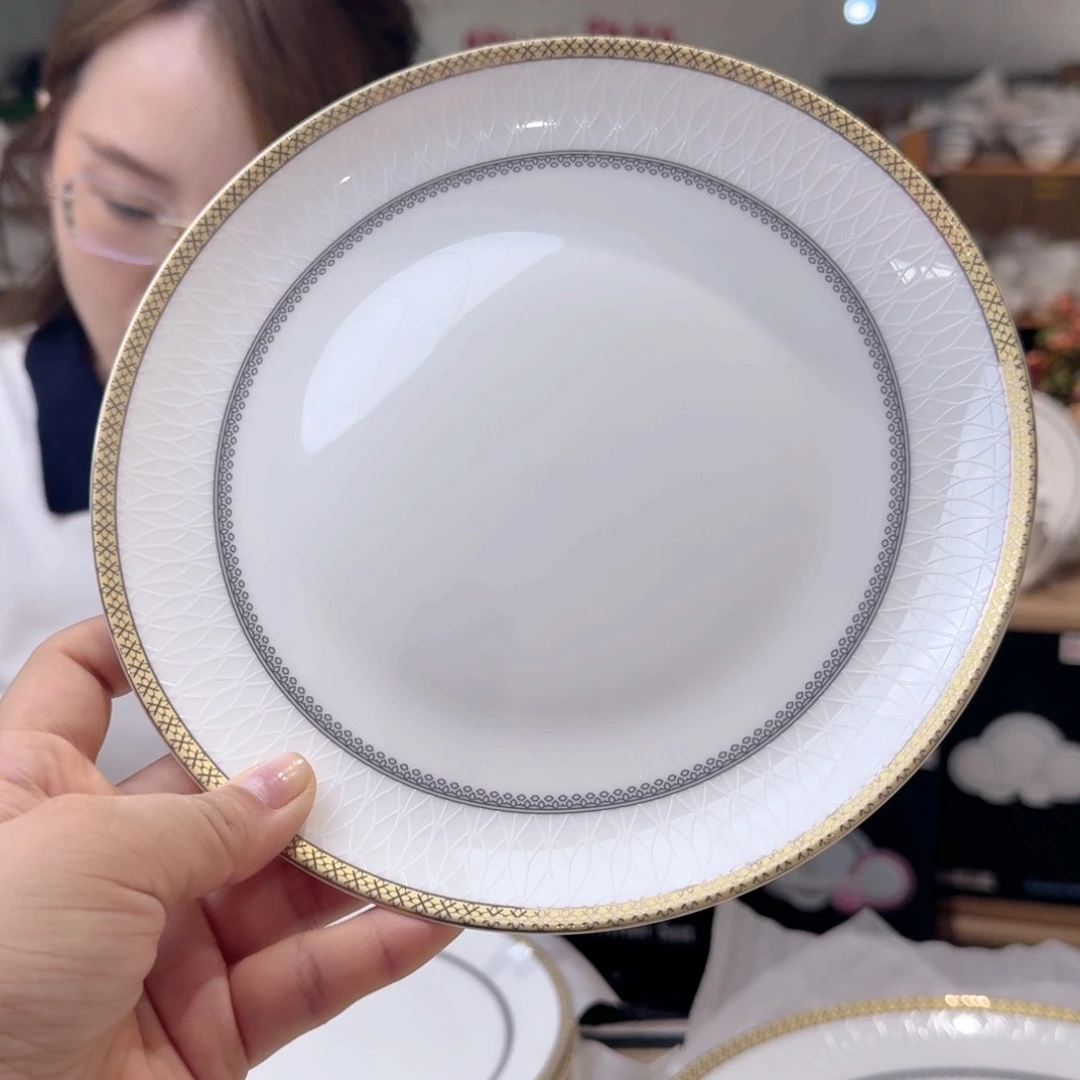 瓷高骨瓷8英寸月光盘20cm2个外贸骨瓷