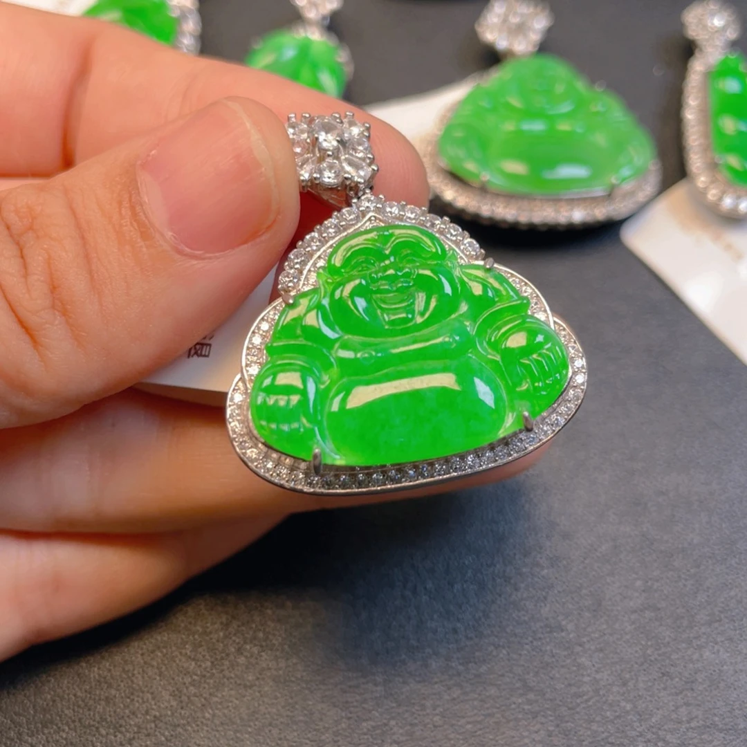 翡翠银S925镶嵌吊坠(不含链)