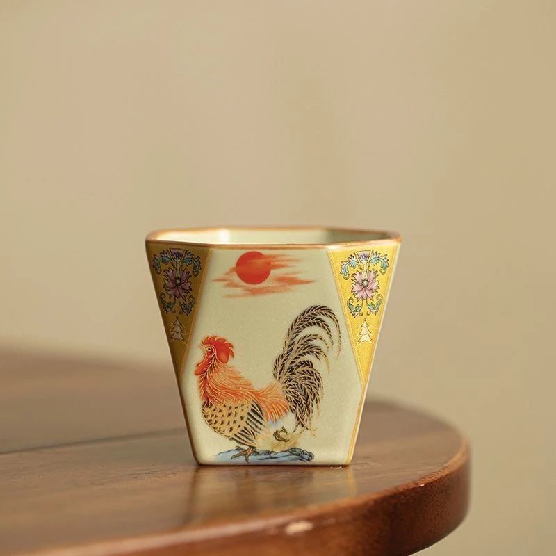 汝窑金鸡破晓主人杯单杯八方杯家用主人杯品茗杯功夫茶具茶道配件