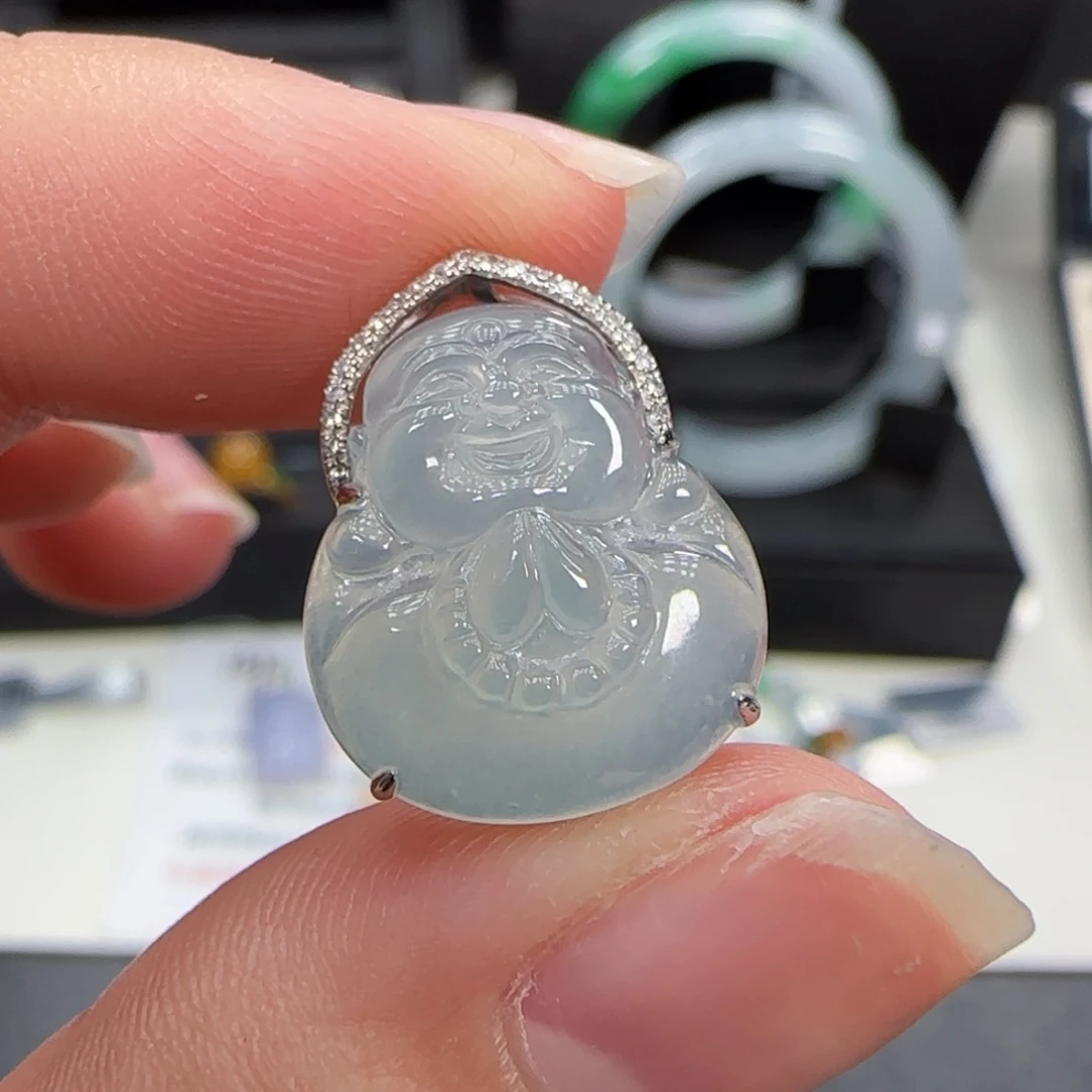 吊坠(不含链)18K金镶嵌翡翠