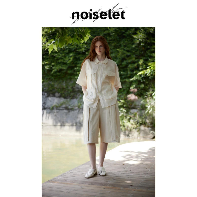 noiselet正腰下弧度口袋造型松量中裤 N1203