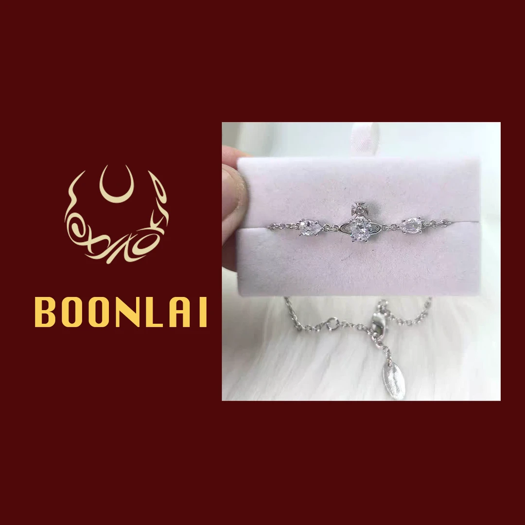 铜合金莫桑石手链 Boonlai 银色满钻土星手链1341