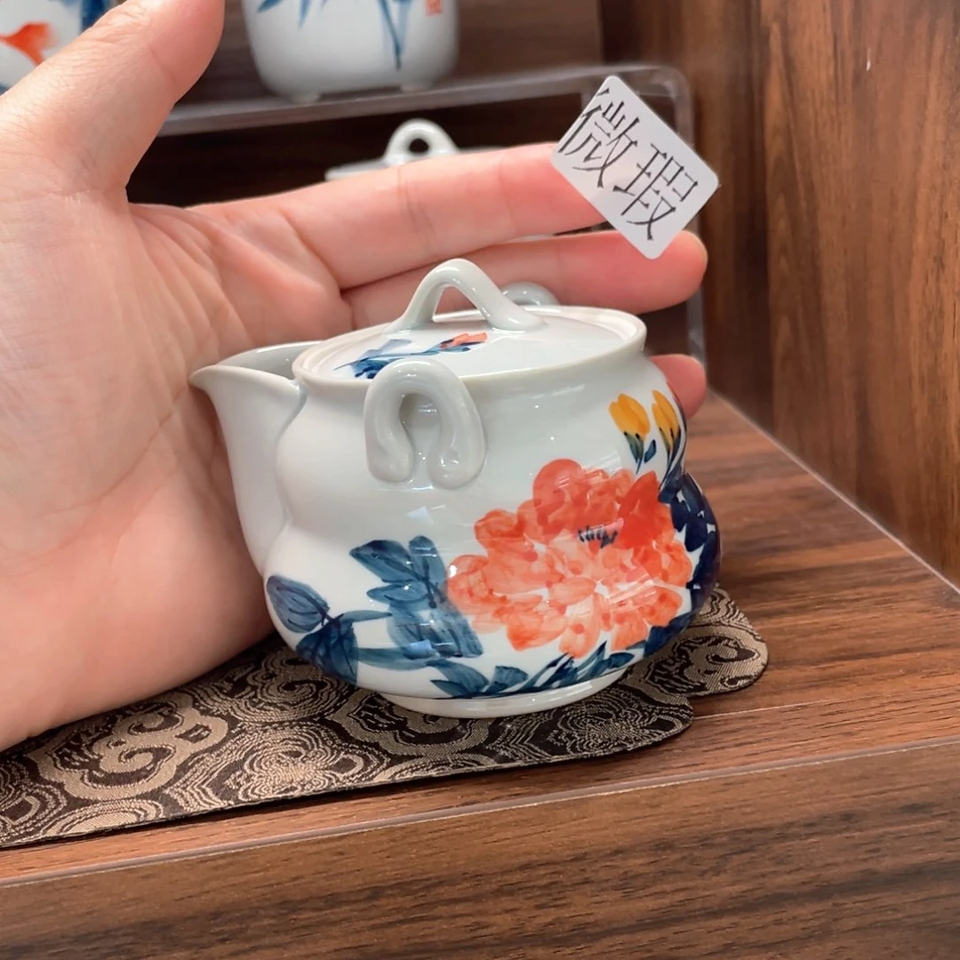 釉下手绘茶具微瑕