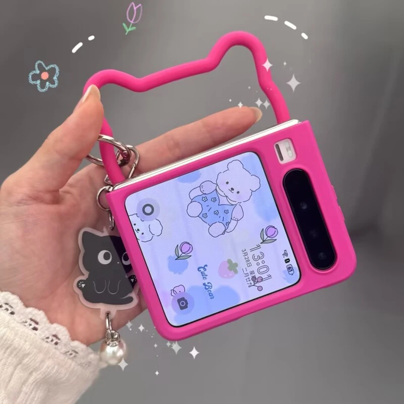 适用华为PuraX手机壳新款purax典藏版可爱卡通手提阔折叠保护壳女