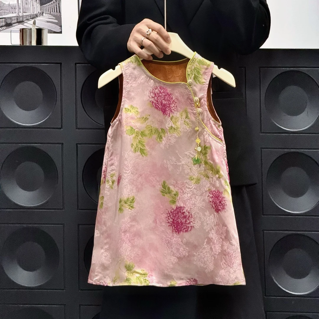 现货）壹妈原创夏季女童新中式日常碎花无袖背心裙国风旗袍连衣裙