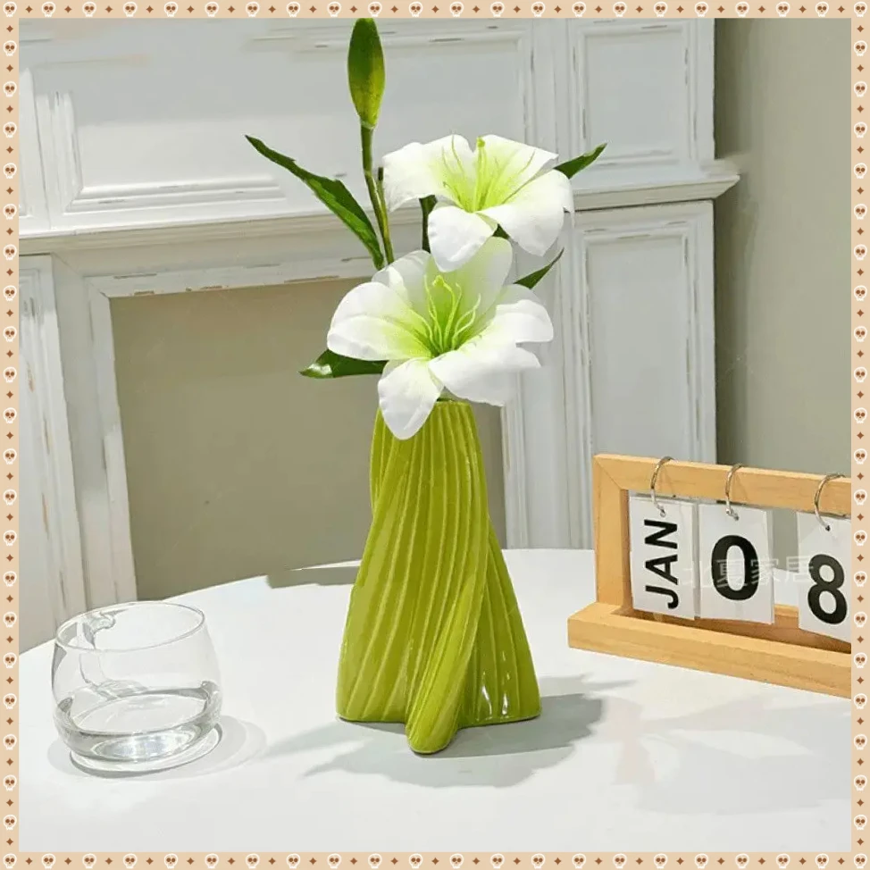 百合花手感假花仿真花塑料花瓶客厅花艺YJHW摆件摆设餐桌花【静月】