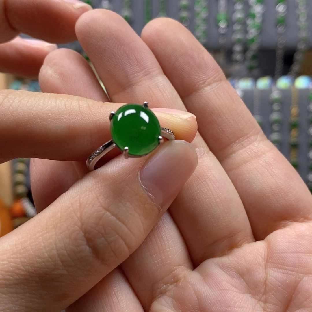 颈饰银S925镶嵌翡翠11号