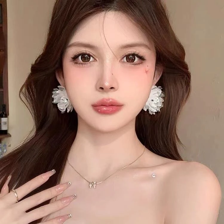 铜合金锆石耳饰 法式仙气花朵耳环夏新款爆款高级感耳钉轻奢百搭