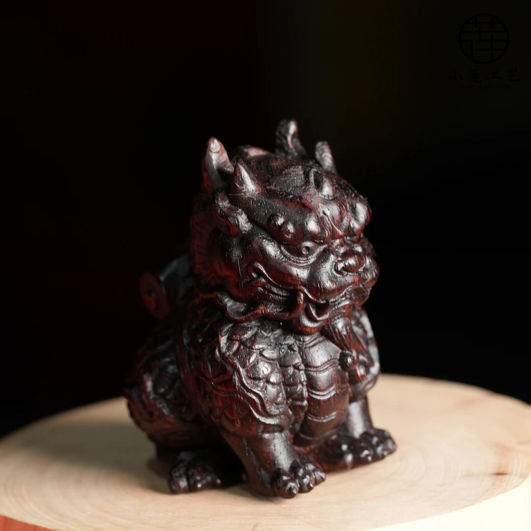 【小莲工艺】降真香小麒麟背书木雕小摆件4.8*3.6cm文创手把件