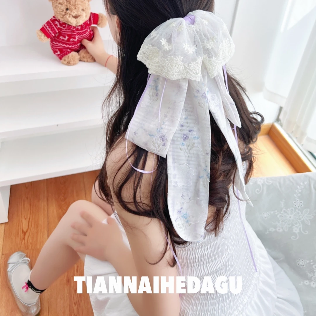 奶气小紫仙文艺马尾抓 超仙气质温柔蝴蝶结女孩甜美发饰头饰抓夹