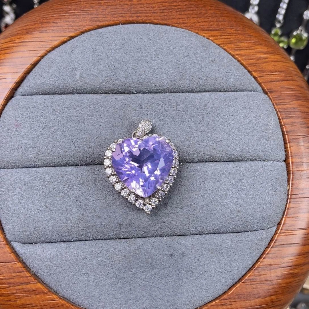 紫晶吊坠(不含链)银S925镶嵌薰衣草