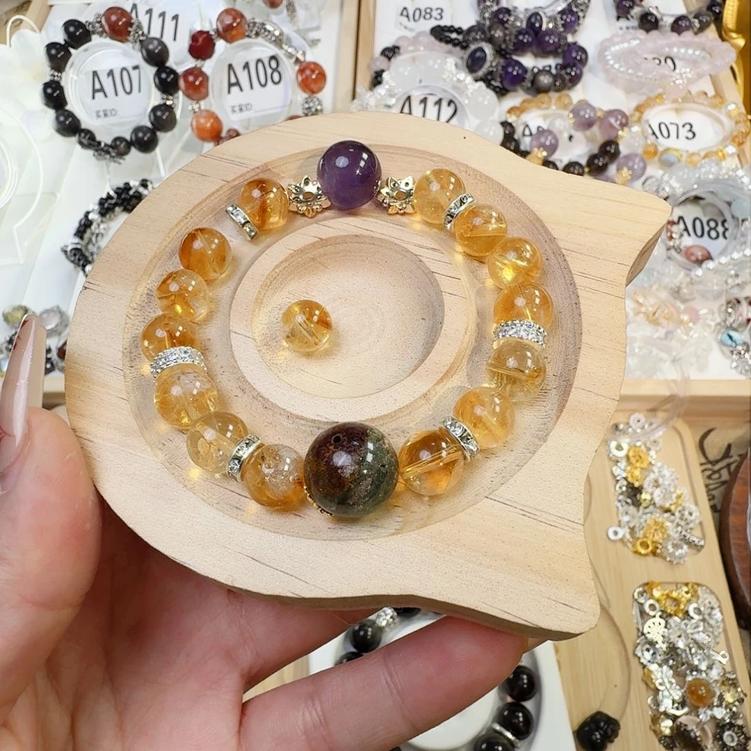 烟晶手链银S925镶嵌影子