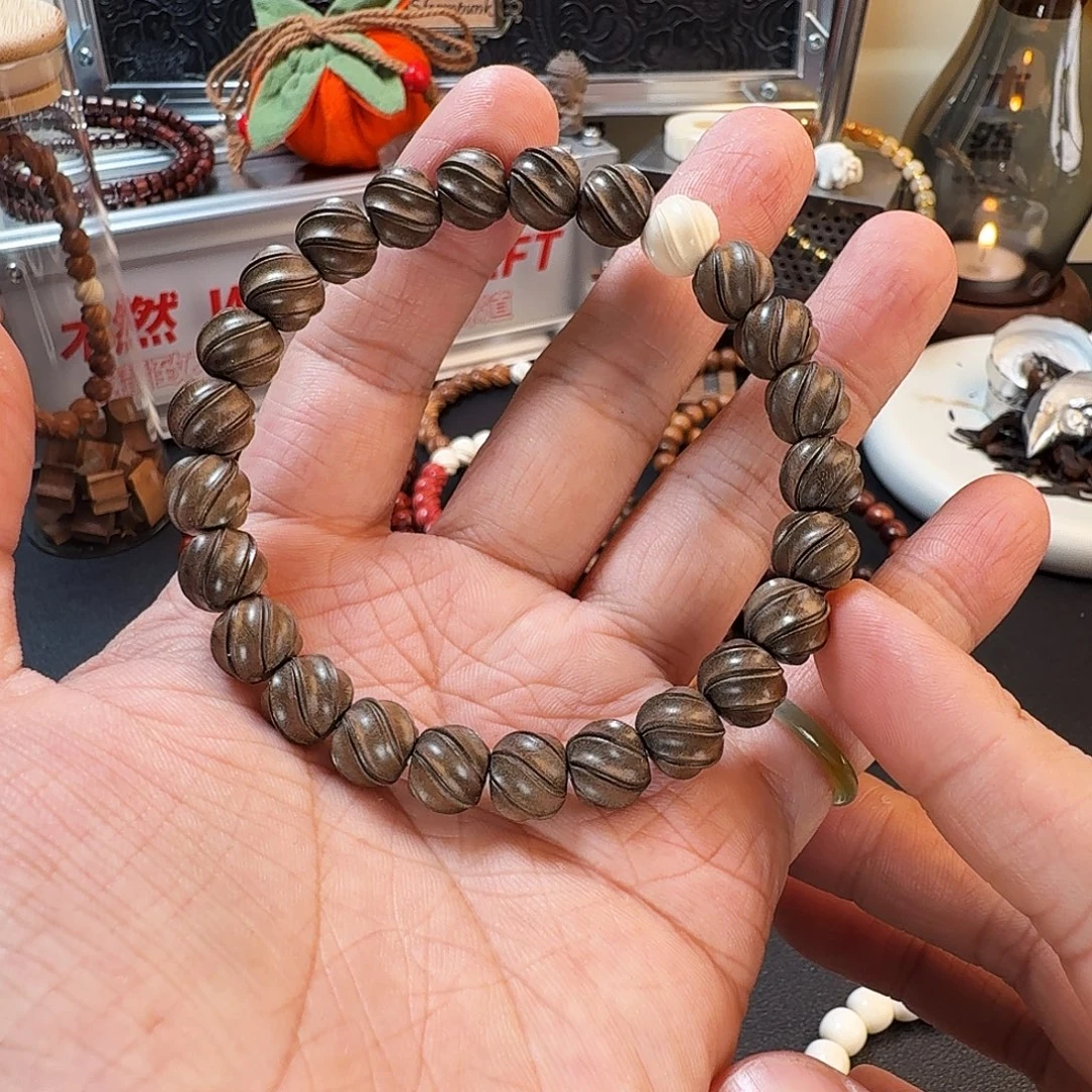 D****檀香木手串/手链老山檀阴沉喜旋双线