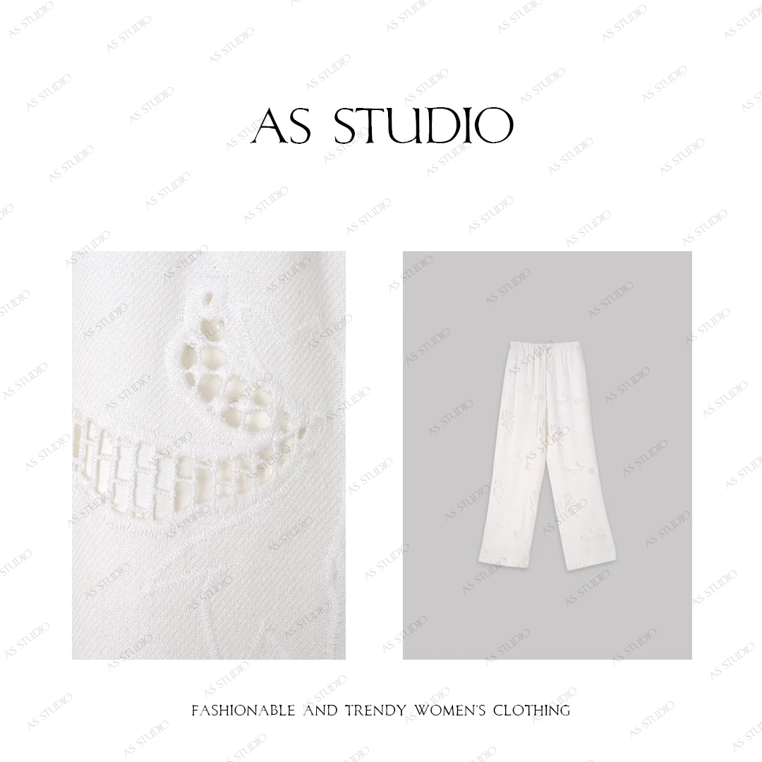 【AS桃花扇】25新镂空刺绣百搭直筒裤AS25CKZ3940
