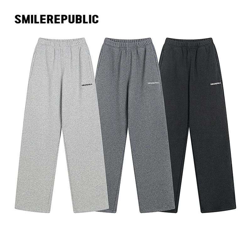 smilerepublic2025春季新款毛圈布洗水运动裤女百搭时尚休闲长裤