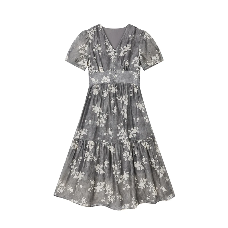【小花专属】气质V领连衣裙N2627