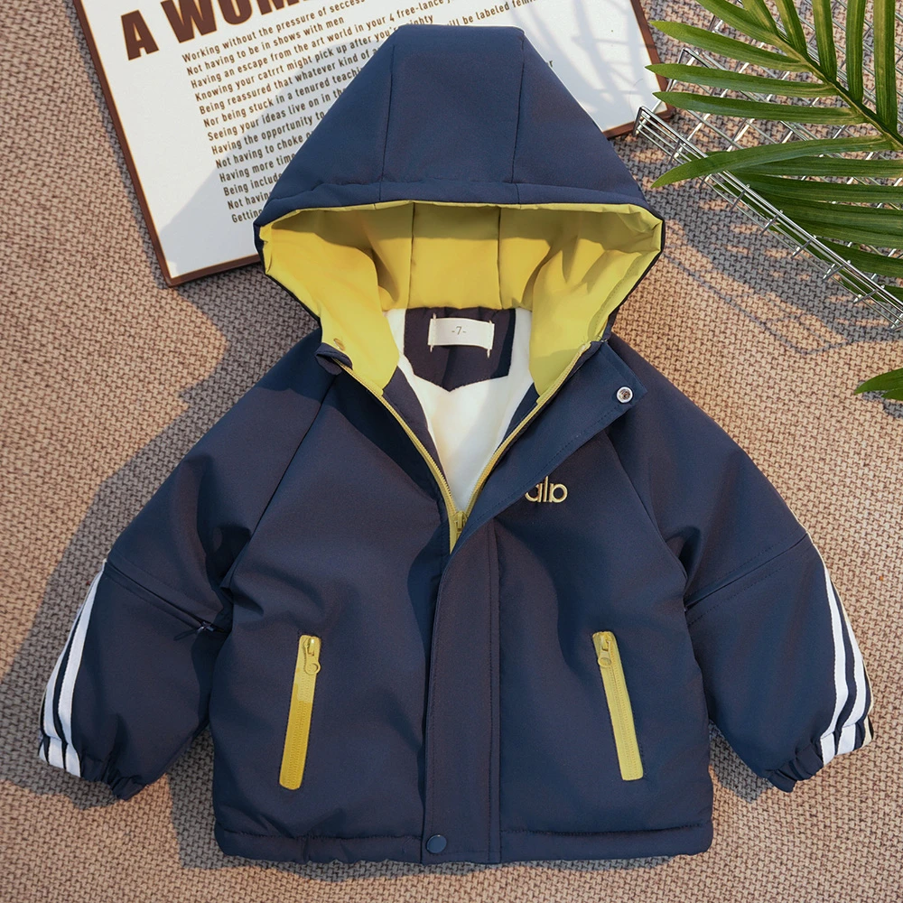 男童加绒外套2025新款儿童夹棉派克服中小童帅气二棉冲锋衣时髦潮