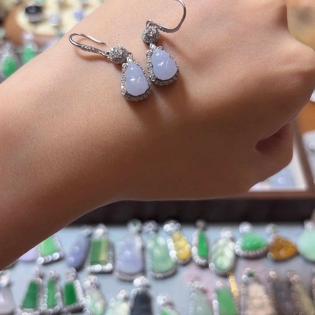 翡翠银S925镶嵌耳坠