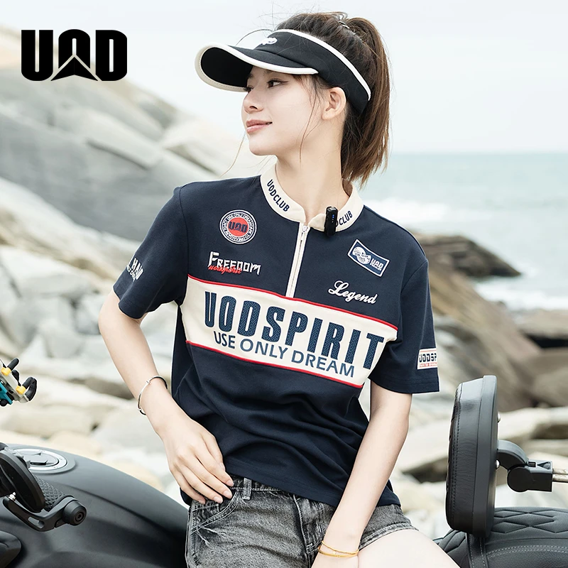 UOD短袖男爆款2025新款凉感POLO衫亨利领机车半袖刺绣索罗那透气