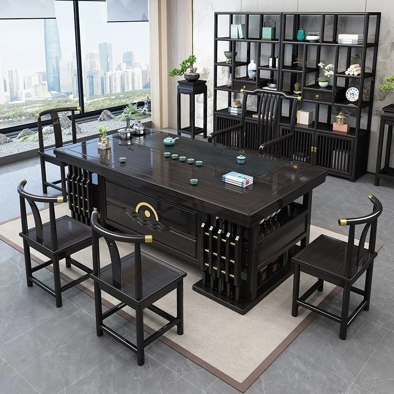 2025新款实木茶桌椅组合新中式茶台客厅办公室全套茶桌一体一整套