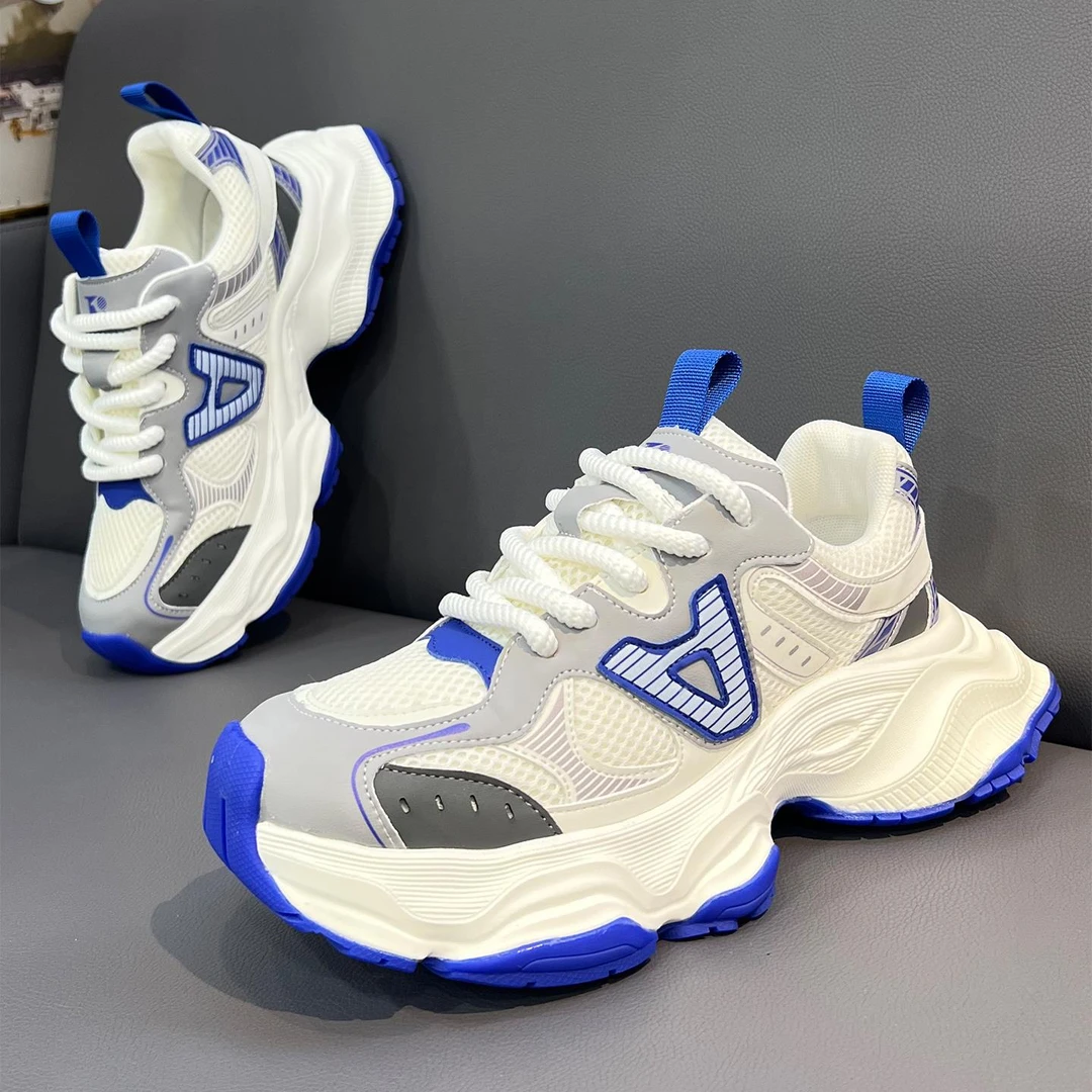 okkdey秋季高端百搭厚底增高运动休闲老爹鞋男网面透气潮牌鞋子