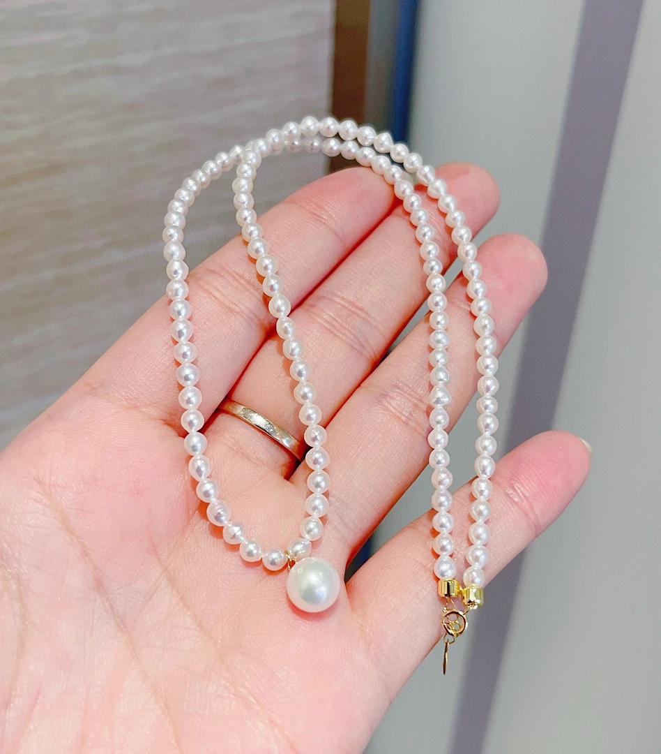 18k金锁骨链链7.5-8mm配天然珍珠3-4mm自带仙气又高级感