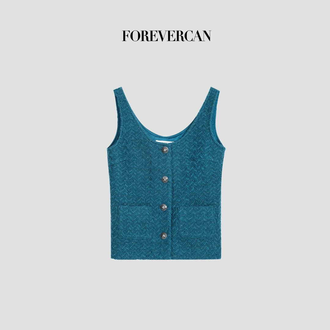 FOREVERCAN“科莫晨曦”客定美丽诺羊毛粗花呢马甲背心SC22945