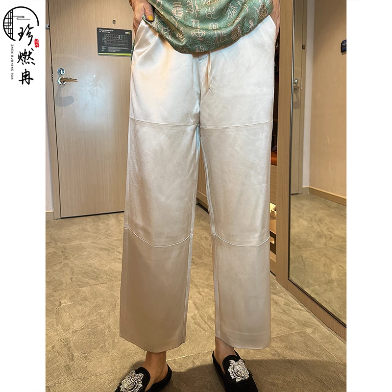 【珍珍女装】新中式夏季百搭显瘦纯色国风醋酸休闲裤K-30414