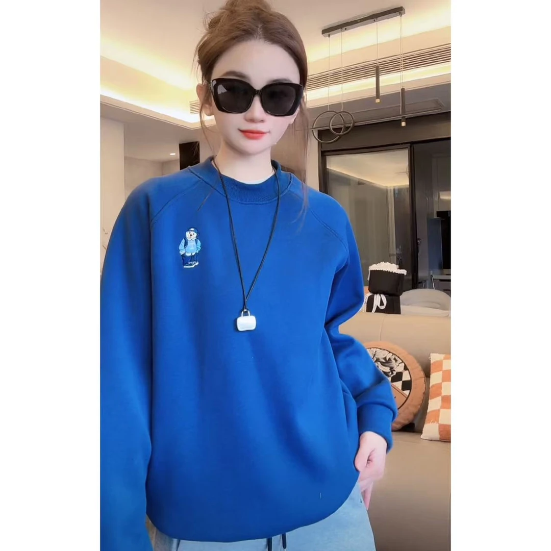 【半夏专属】冬季新款多巴胺色系布莱熊加绒加厚圆领卫衣 2656 X