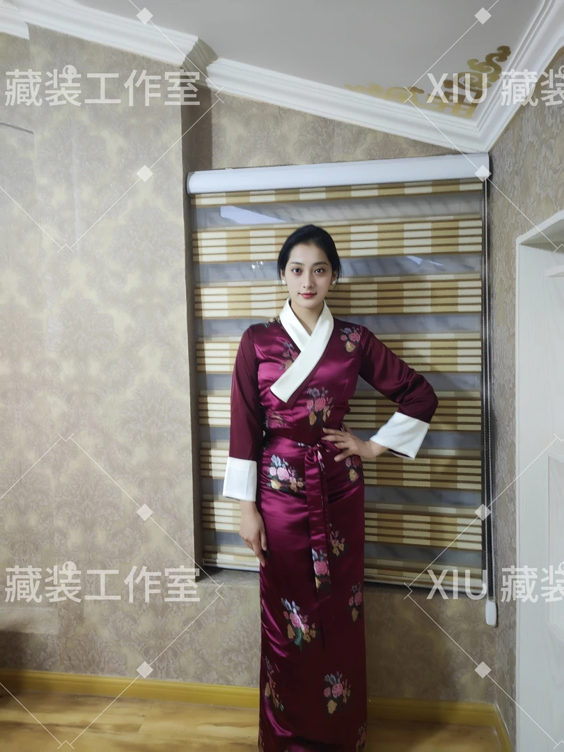 双领锦缎 4 色 气质博拉（西藏服）网红女士长款