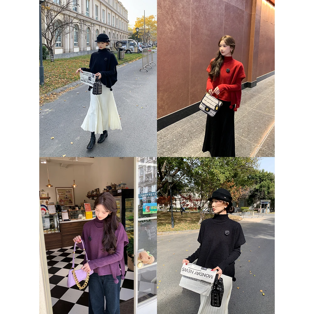 SHAOER【雾都古堡】北极绒半高领温柔两件套针织毛衣S725X20906