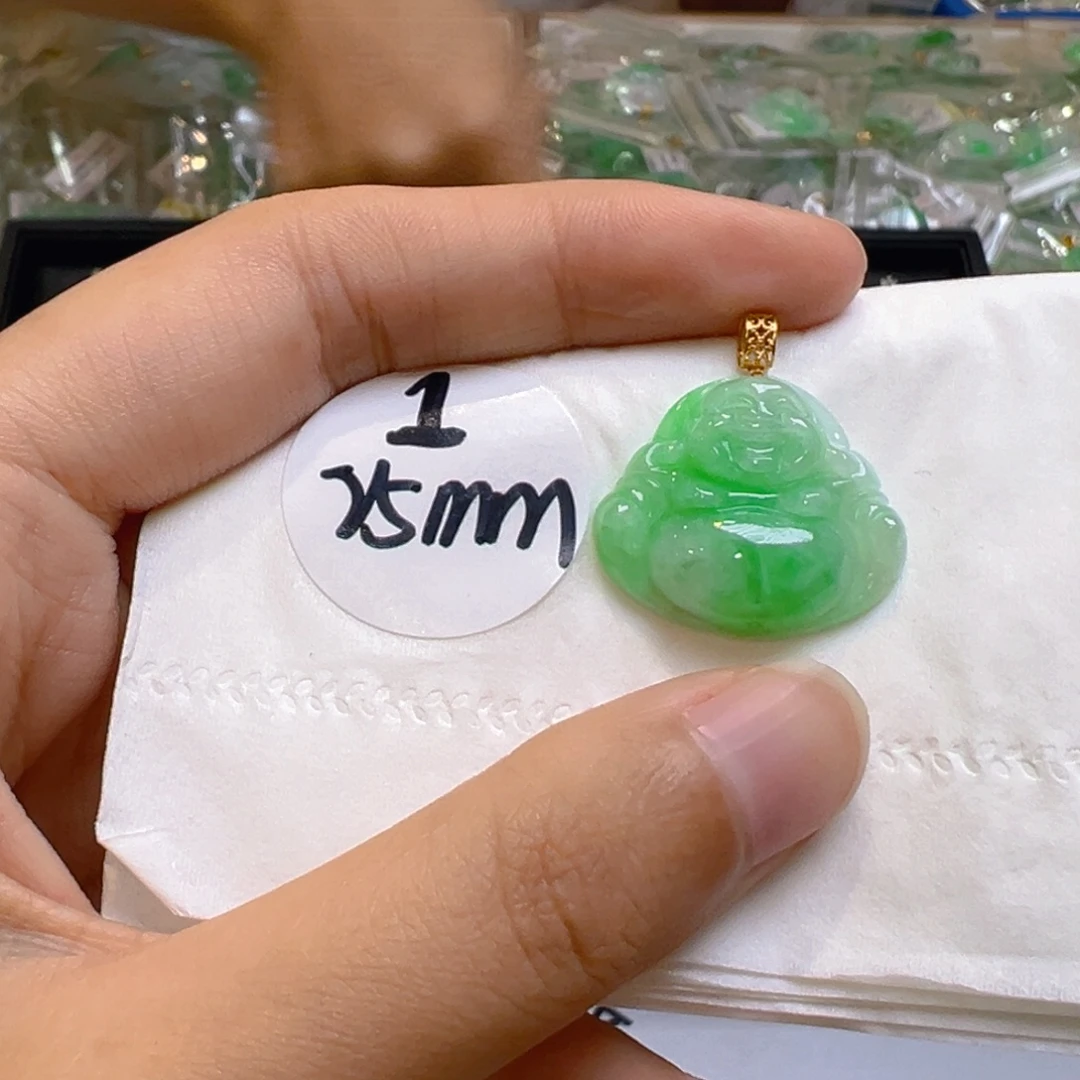 吊坠(不含链)18K金镶嵌翡翠