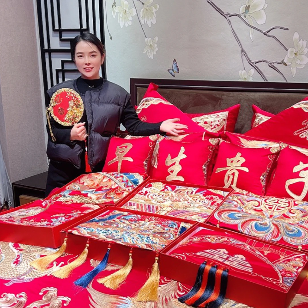 【孤品2】高端结婚中式婚房婚庆大红色结婚四件套加厚喜庆
