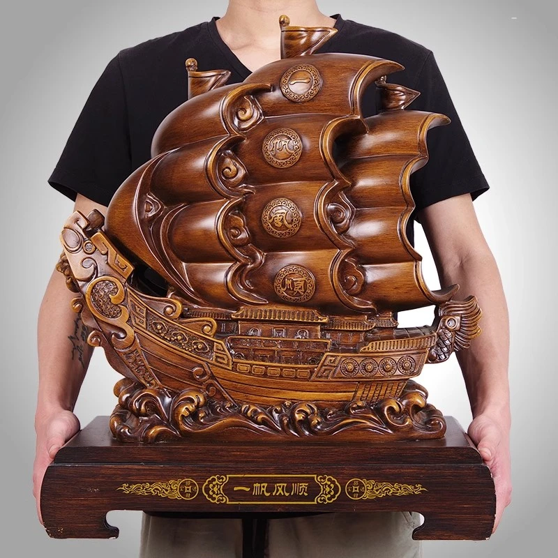 一帆风顺帆船摆件家居客厅办公室装饰品店铺乔迁开张开业礼品摆设