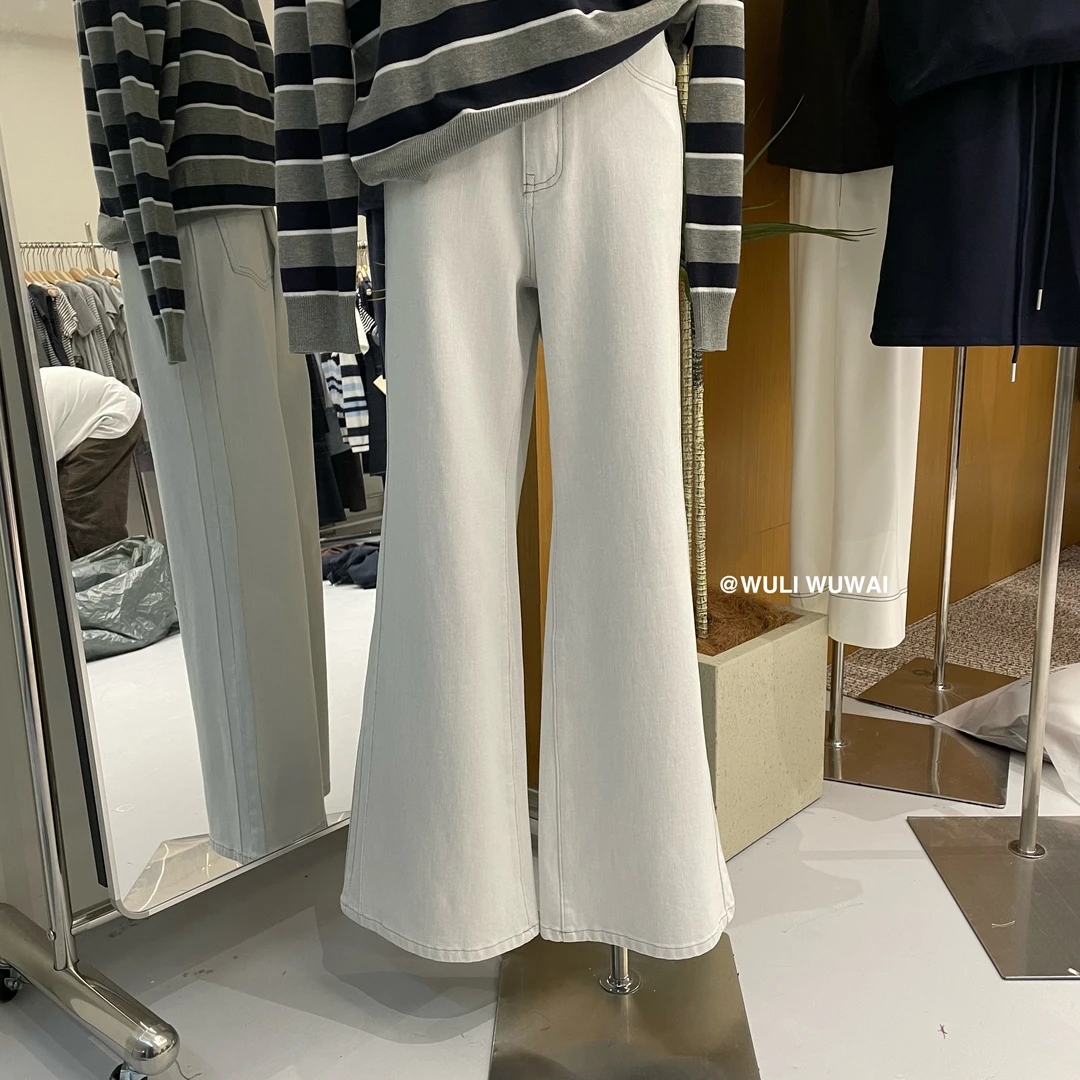 鑫燃KIKI 小众时尚显瘦百搭微喇裤 86080 WU