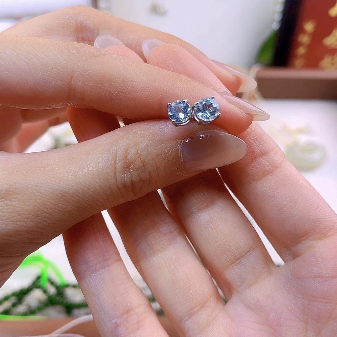 耳饰托帕石银S925镶嵌