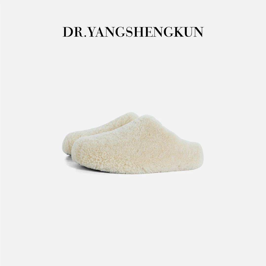 杨圣坤2025冬季新品羊毛外穿厚底保暖包头一脚蹬半拖鞋B25101205