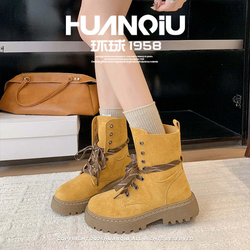 环球|圆头英伦短筒马丁靴2025秋季时尚休闲厚底保暖百搭小众潮牌