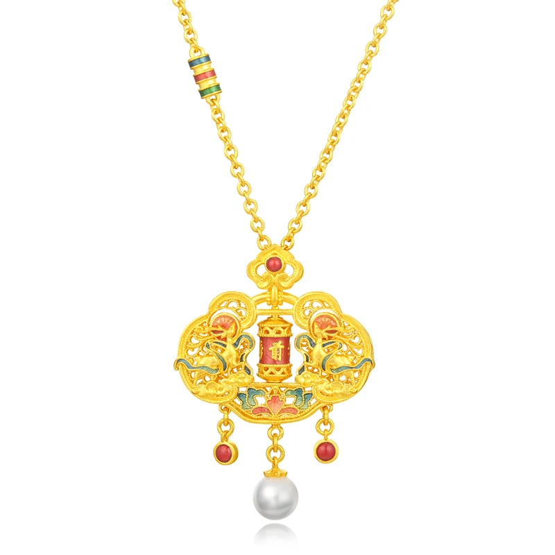 【传承】（未开价）GH2400068福韵·敦煌系列鹿见敦煌古法黄金套链