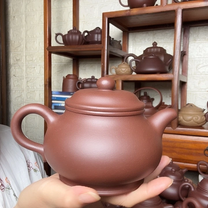 陈***月茶壶紫砂大潘壶500cc底槽清精工半手工