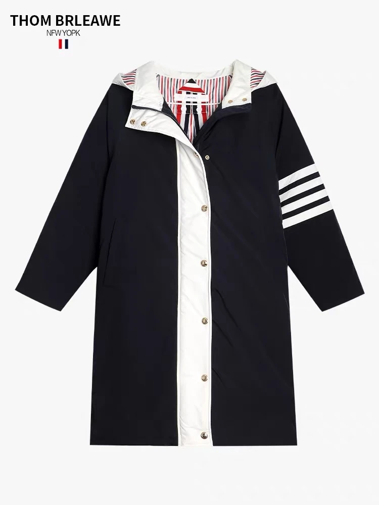 TB【官方正品】汤姆布郎THOM BRLEAWE中长款2025冬季四杠连帽羽绒服