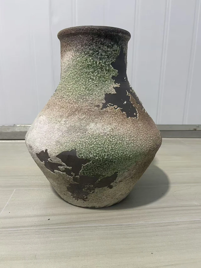 复古侘寂风陶瓷花瓶大口径粗陶禅意花器